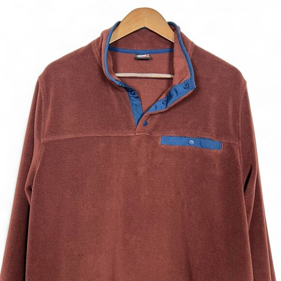 32 Degrees Men's Large 1/4 Snap Long Sleeve Rust Red Hiking Fleece Pullover - Picture 6 of 15